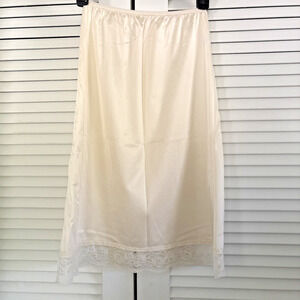 Vintage Half Slip Size Small Sheer Wide Lace Panel Golden Beige